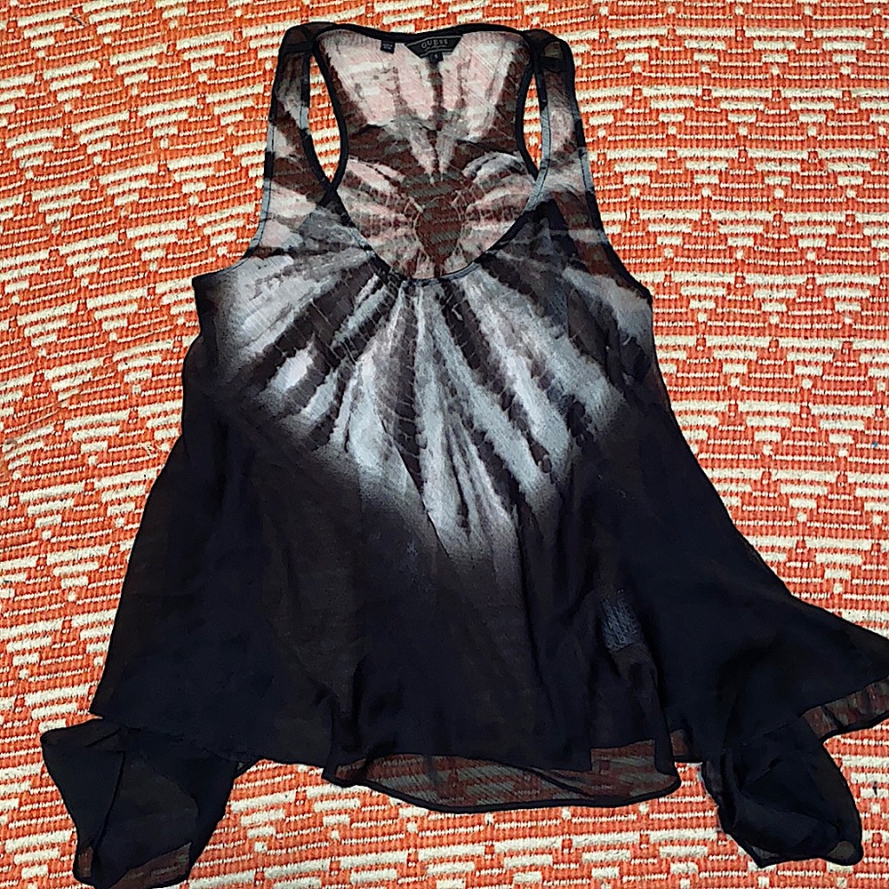 GUESS sheer tie dye tank